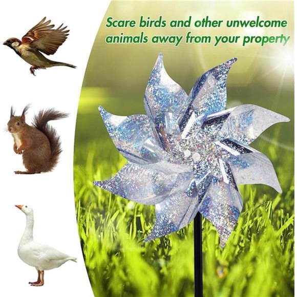 10 Pack Reflective Pinwheels with Stakes,Extra Sparkly Pinwheel for Garden Decor - Picture 5 of 6